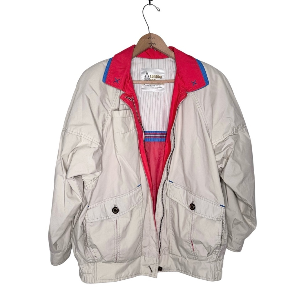 London Fog Men’s Vintage Full Zip Cream Jacket Size Small